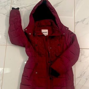Girls DKNY Burgundy Puffer Jacket - EUC